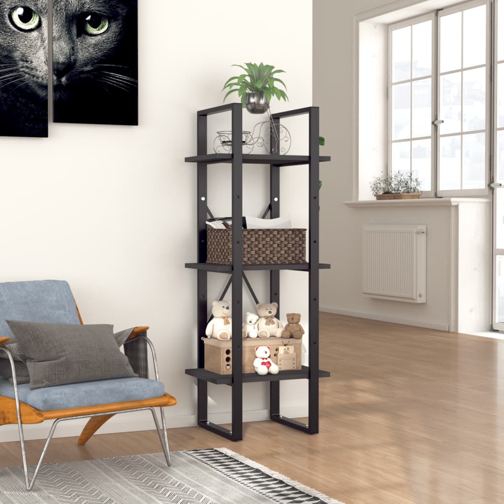 bogreol med 3 hylder 40x30x105 cm konstrueret træ grå