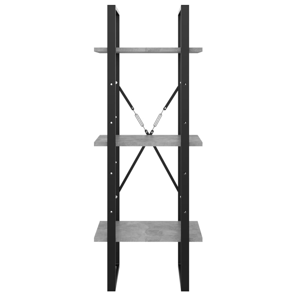 bogreol med 3 hylder 40x30x105 cm konstrueret træ betongrå
