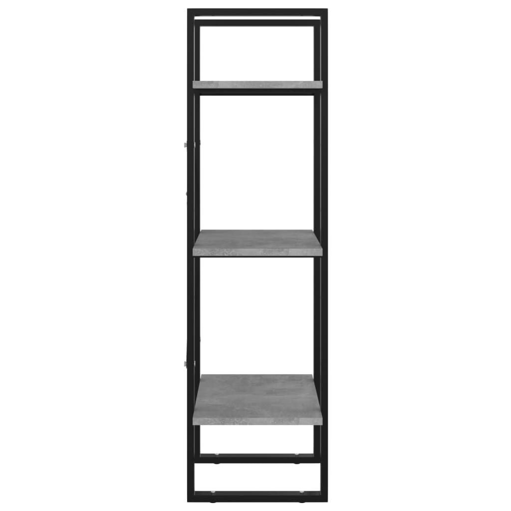 bogreol med 3 hylder 40x30x105 cm konstrueret træ betongrå