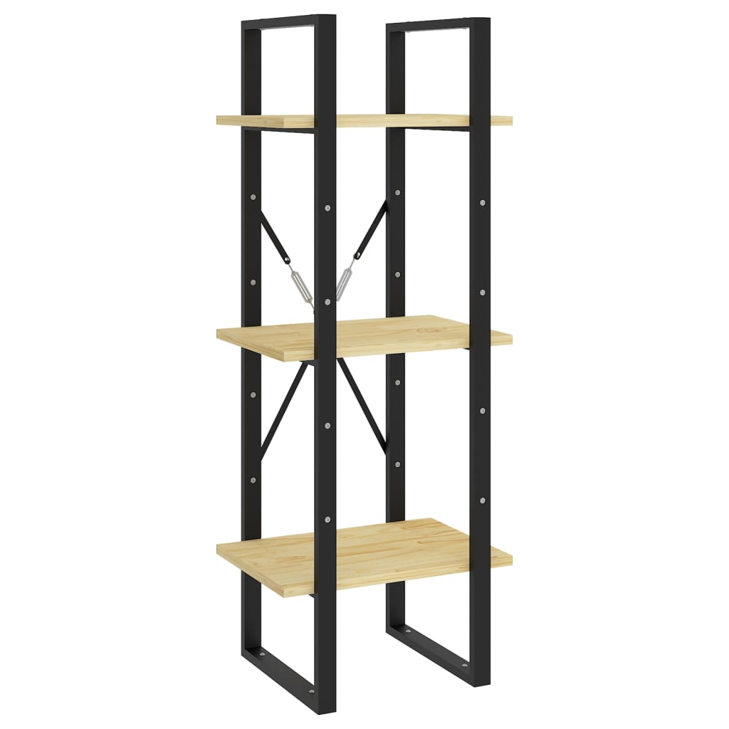bogreol 40x30x105 cm 3 hylder massivt fyrretræ