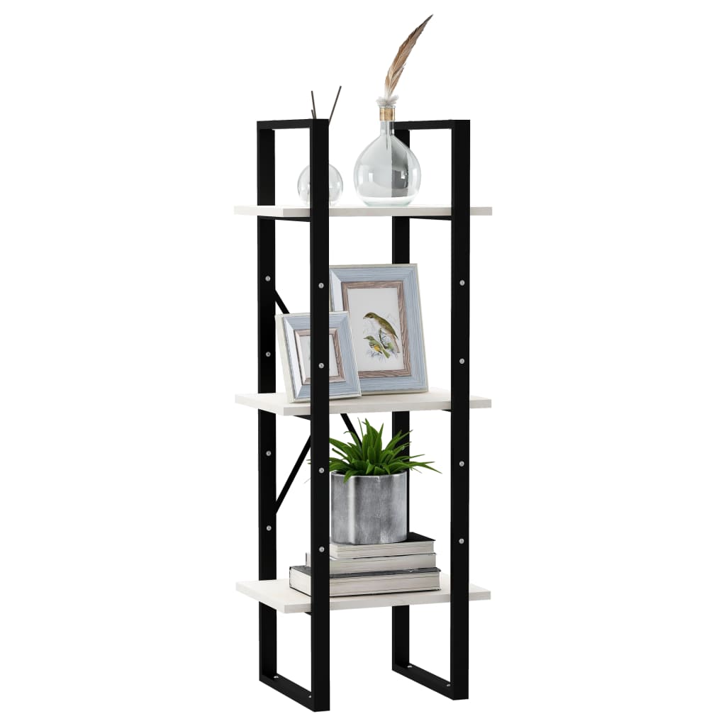 bogreol med 3 hylder 40x30x105 cm massivt fyrretræ hvid
