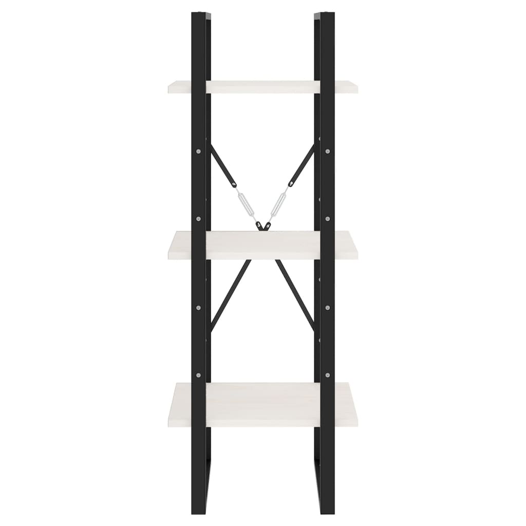 bogreol med 3 hylder 40x30x105 cm massivt fyrretræ hvid