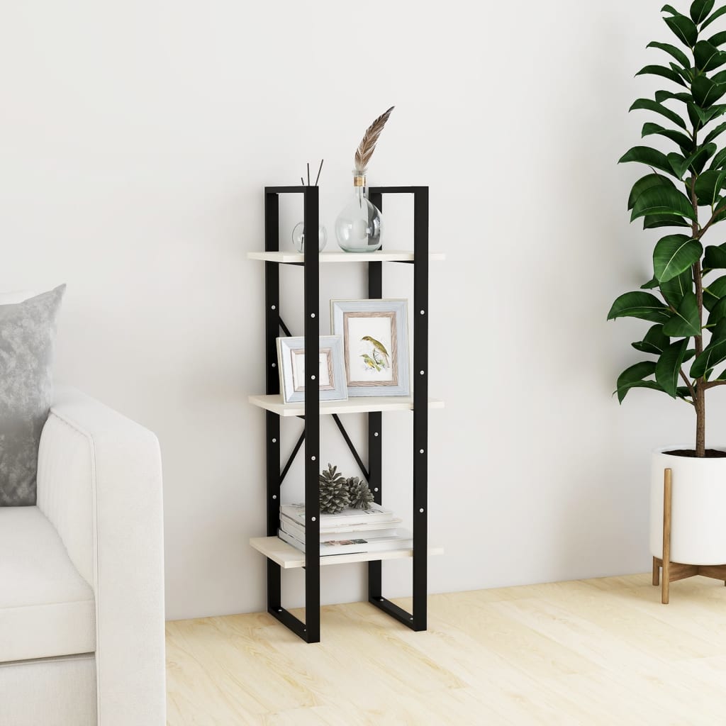 bogreol med 3 hylder 40x30x105 cm massivt fyrretræ hvid