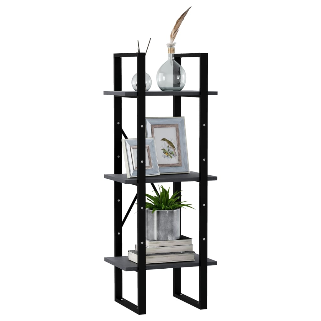 bogreol med 3 hylder 40x30x105 cm massivt fyrretræ grå