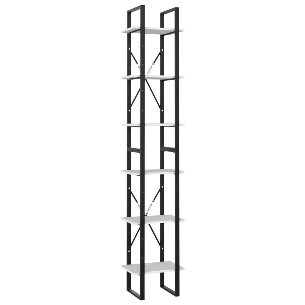 bogreol med 6 hylder 40x30x210 cm konstrueret træ hvid