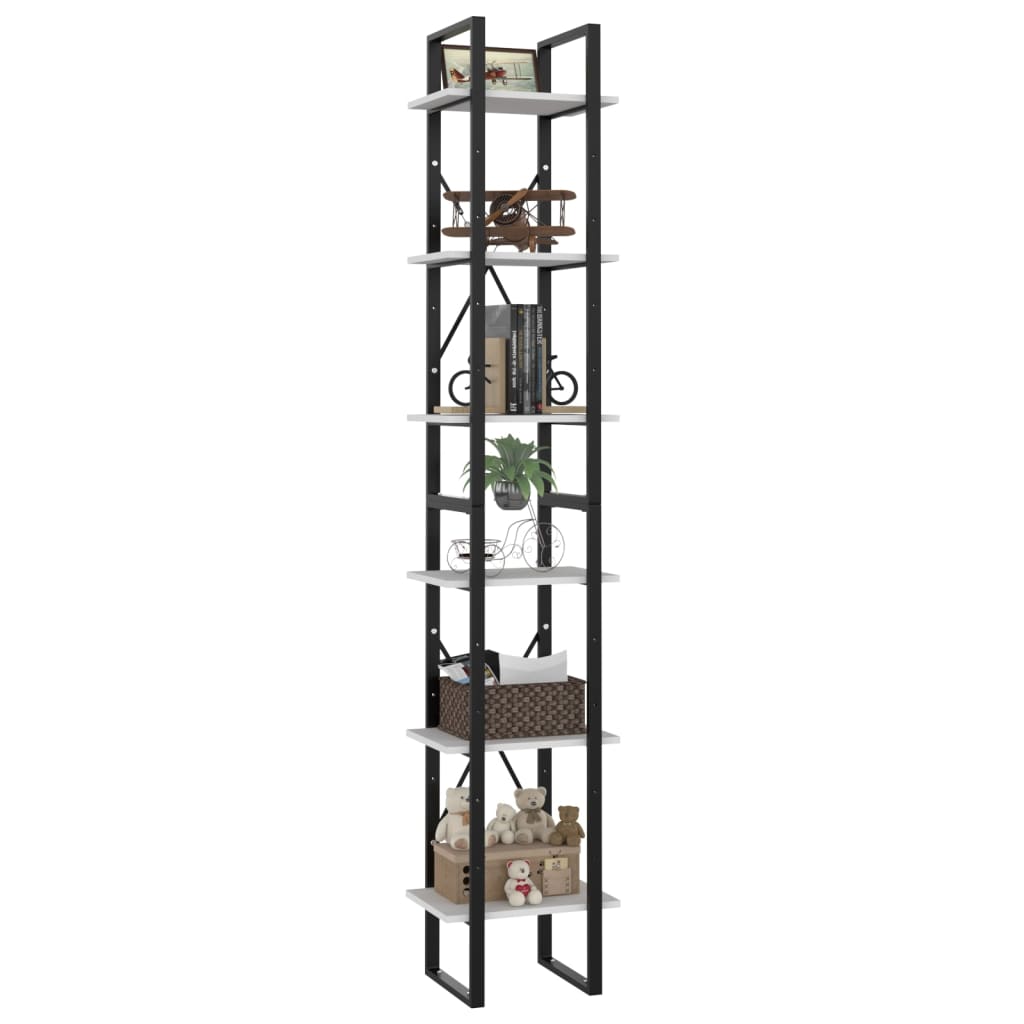 bogreol med 6 hylder 40x30x210 cm konstrueret træ hvid