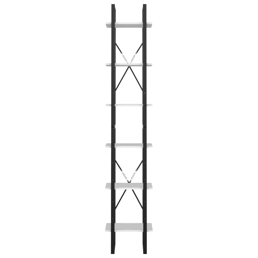 bogreol med 6 hylder 40x30x210 cm konstrueret træ hvid
