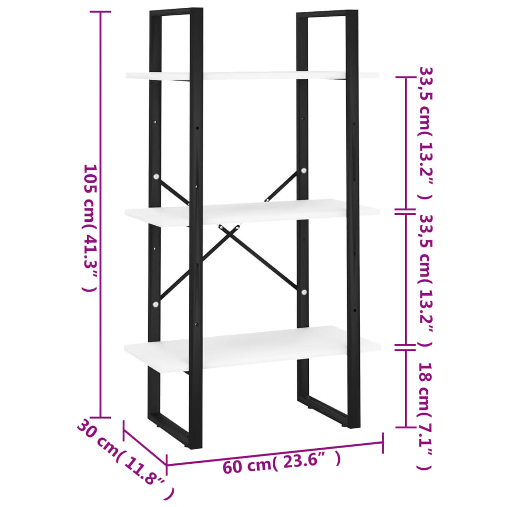 opbevaringsreol 60x30x105 cm konstrueret træ hvid