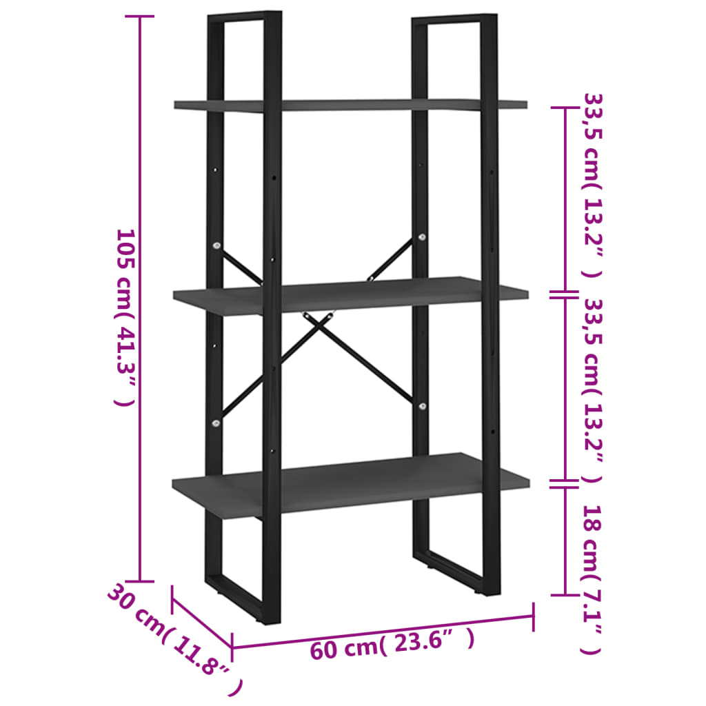 opbevaringsreol 60x30x105 cm konstrueret træ grå