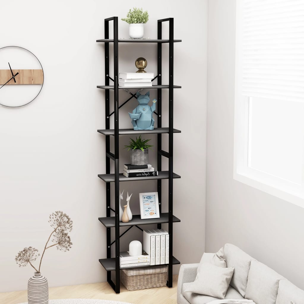 opbevaringsreol 60x30x210 cm konstrueret træ grå