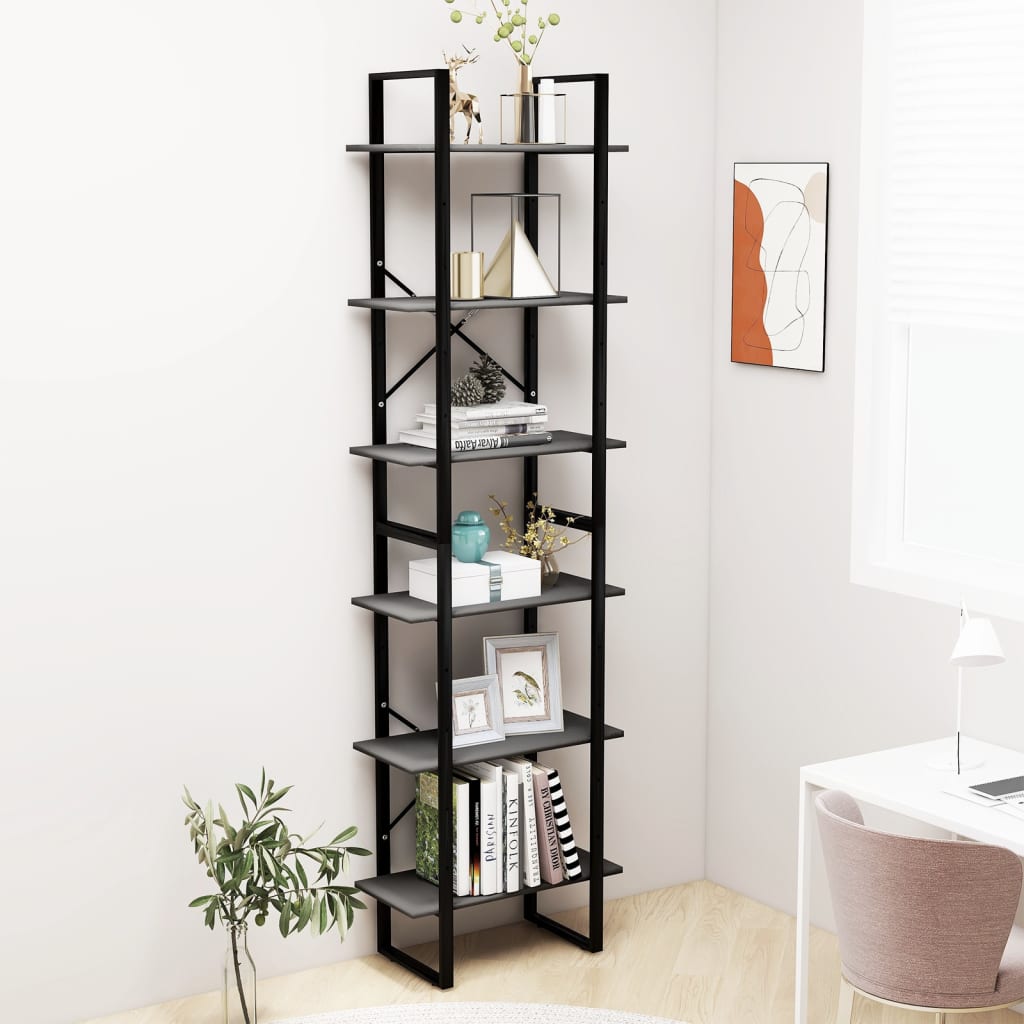 opbevaringsreol 60x30x210 cm konstrueret træ grå