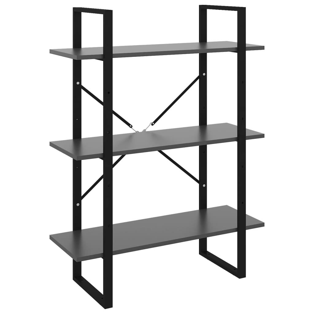 bogreol 80x30x105 cm konstrueret træ grå
