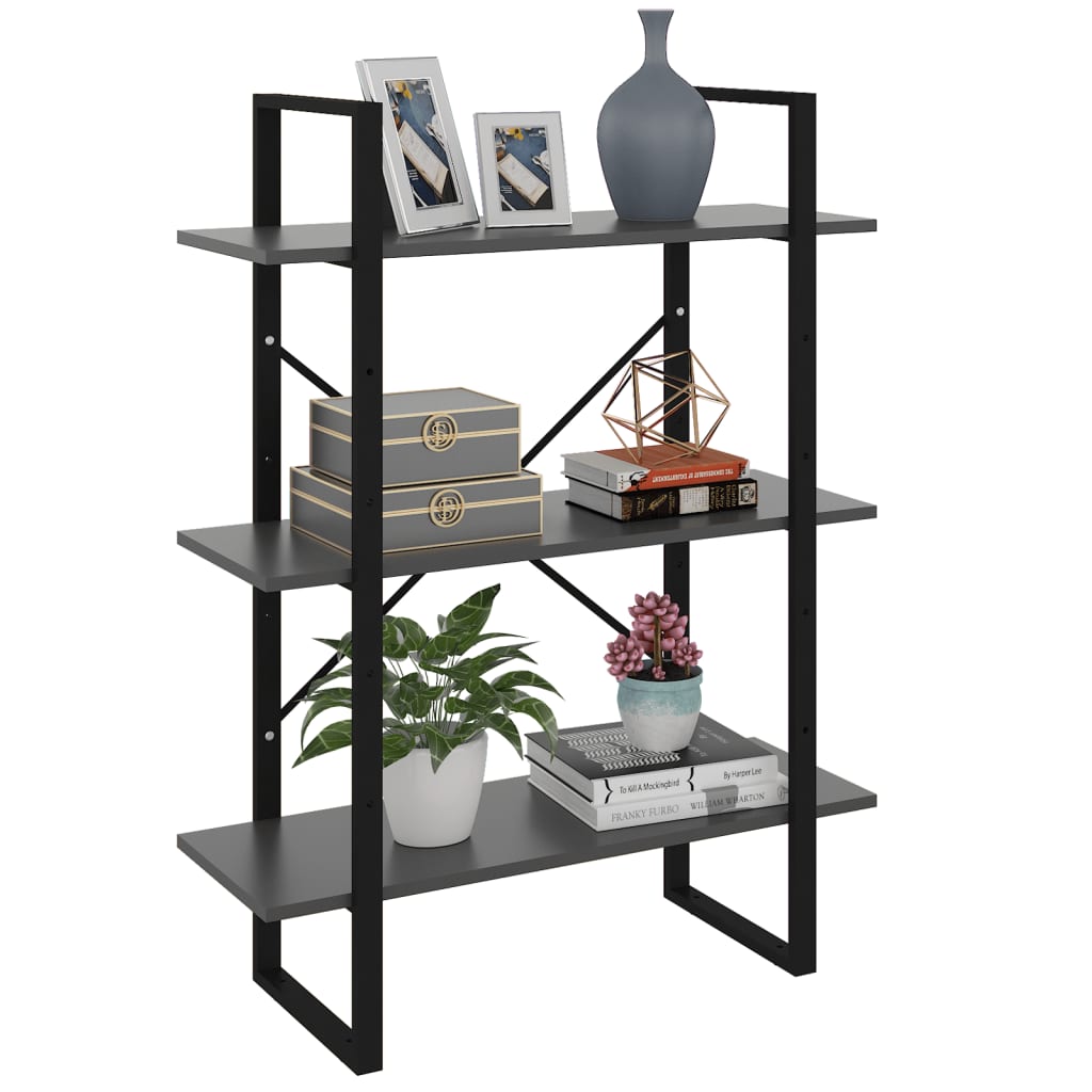 bogreol 80x30x105 cm konstrueret træ grå
