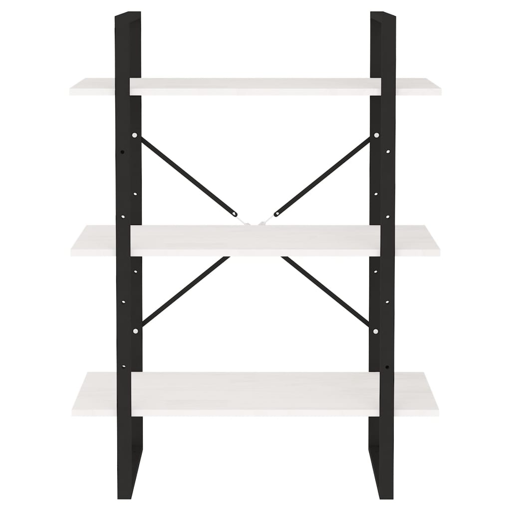 bogreol med 3 hylder 80x30x105 cm massivt fyrretræ hvid