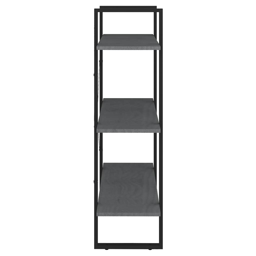 bogreol med 3 hylder 80x30x105 cm massivt fyrretræ grå