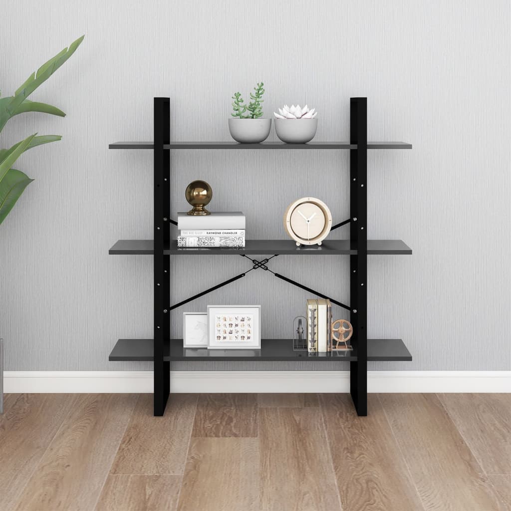 bogreol 100x30x105 cm konstrueret træ grå