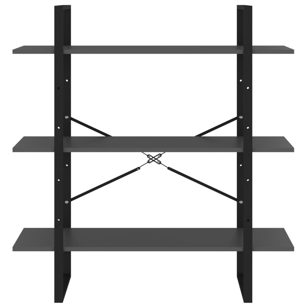 bogreol 100x30x105 cm konstrueret træ grå