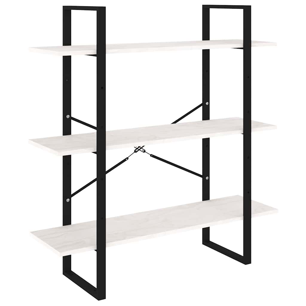 bogreol med 3 hylder 100x30x105 cm massivt fyrretræ hvid
