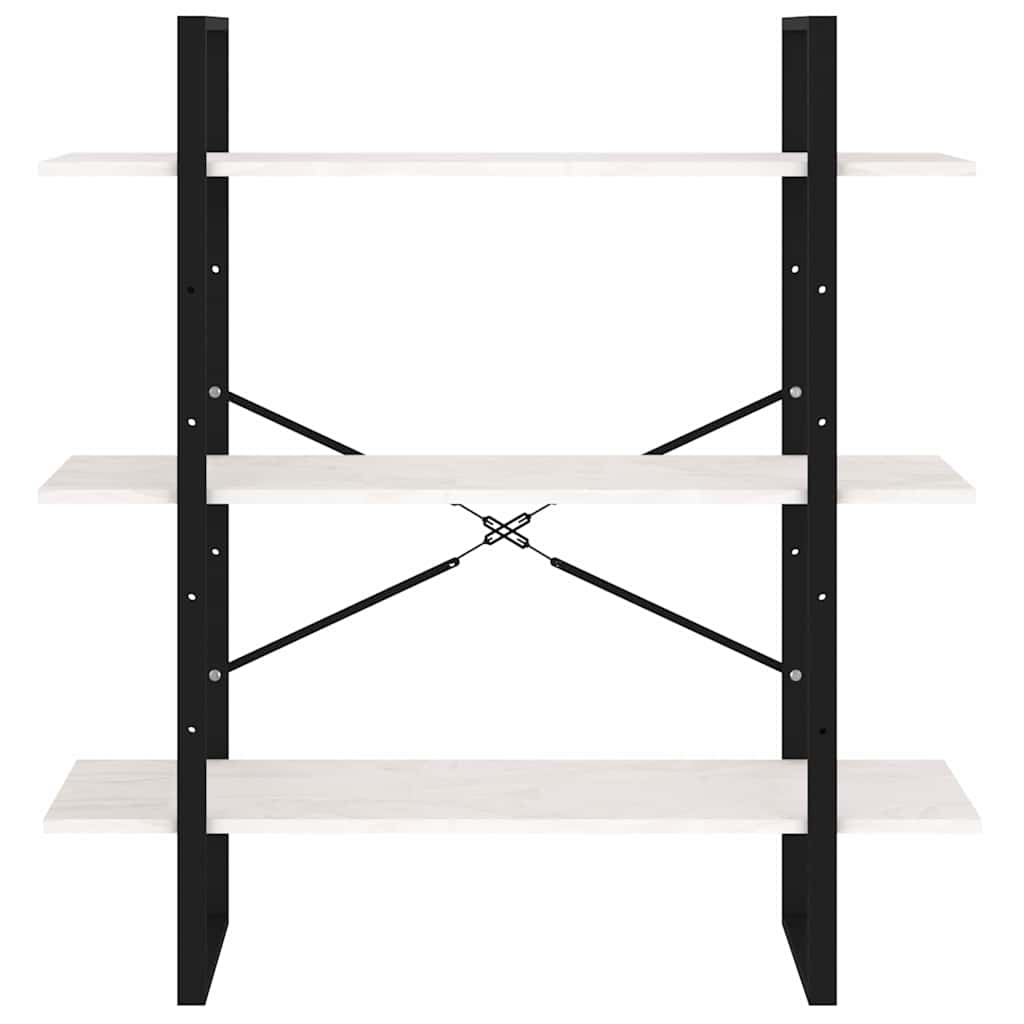 bogreol med 3 hylder 100x30x105 cm massivt fyrretræ hvid