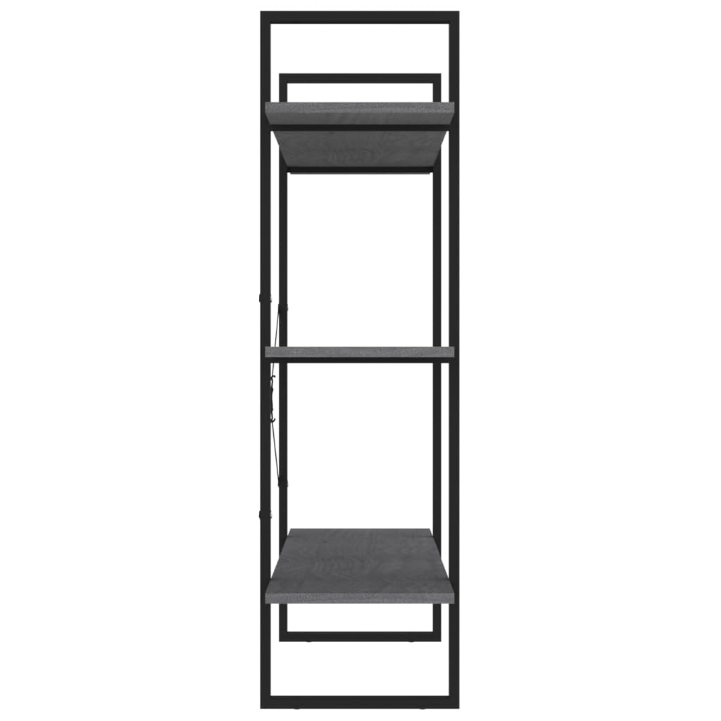 bogreol med 3 hylder 100x30x105 cm massivt fyrretræ grå