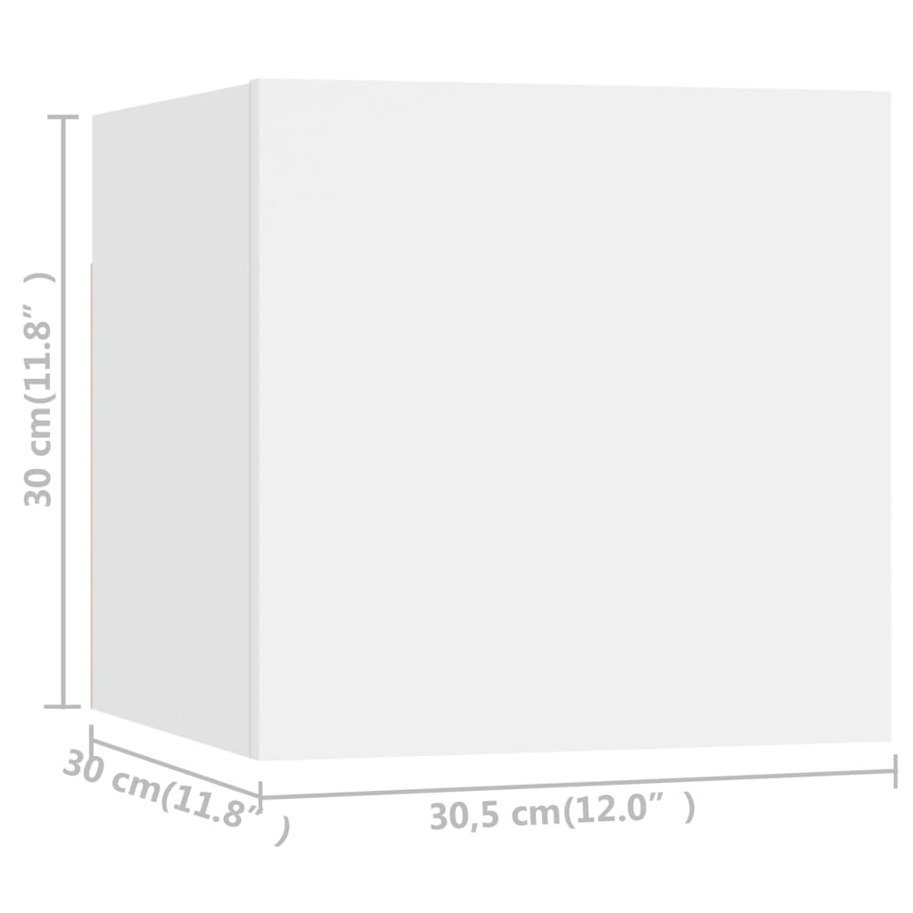 væghængte tv-skabe 8 stk. 30,5x30x30 cm hvid
