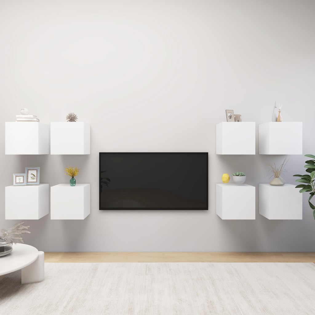 væghængte tv-skabe 8 stk. 30,5x30x30 cm hvid