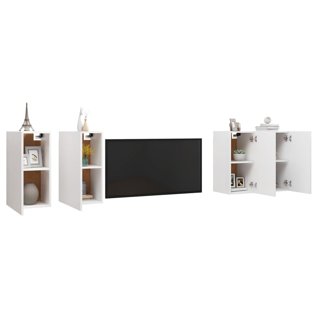 tv-borde 4 stk. 30,5x30x60 cm konstrueret træ hvid