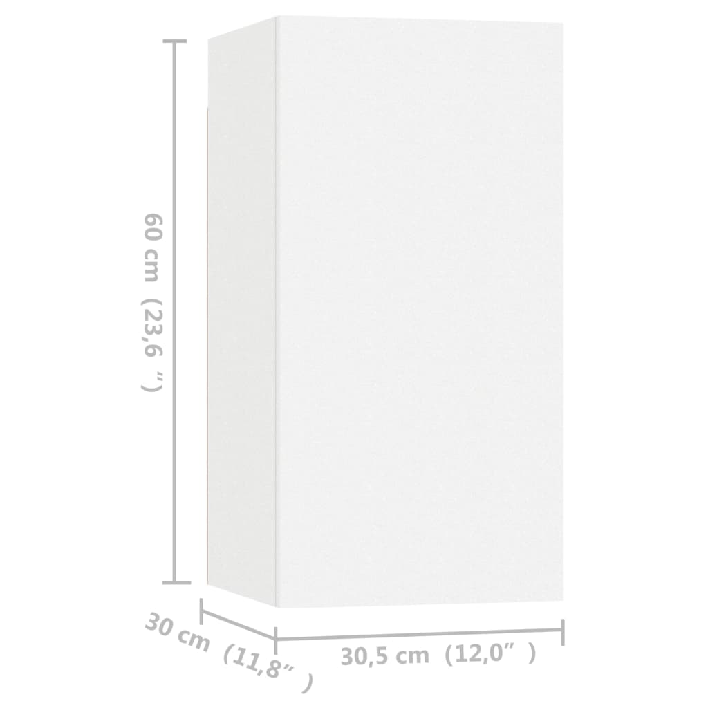 tv-borde 4 stk. 30,5x30x60 cm konstrueret træ hvid