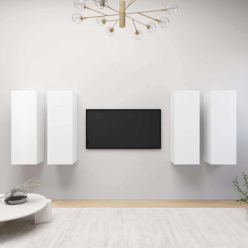 tv-borde 4 stk. 30,5x30x90 cm konstrueret træ hvid