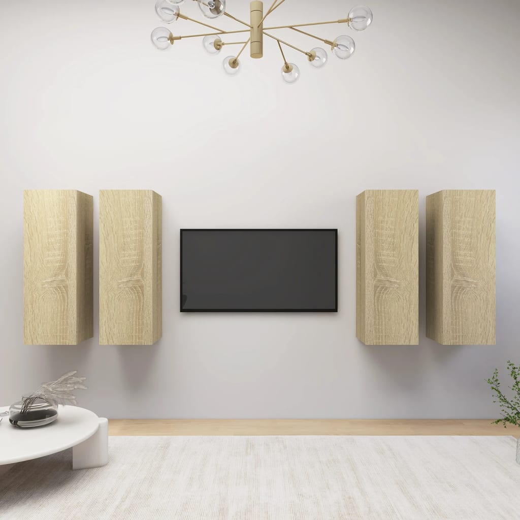 tv-borde 4 stk. 30,5x30x90 cm konstrueret træ sonoma-eg