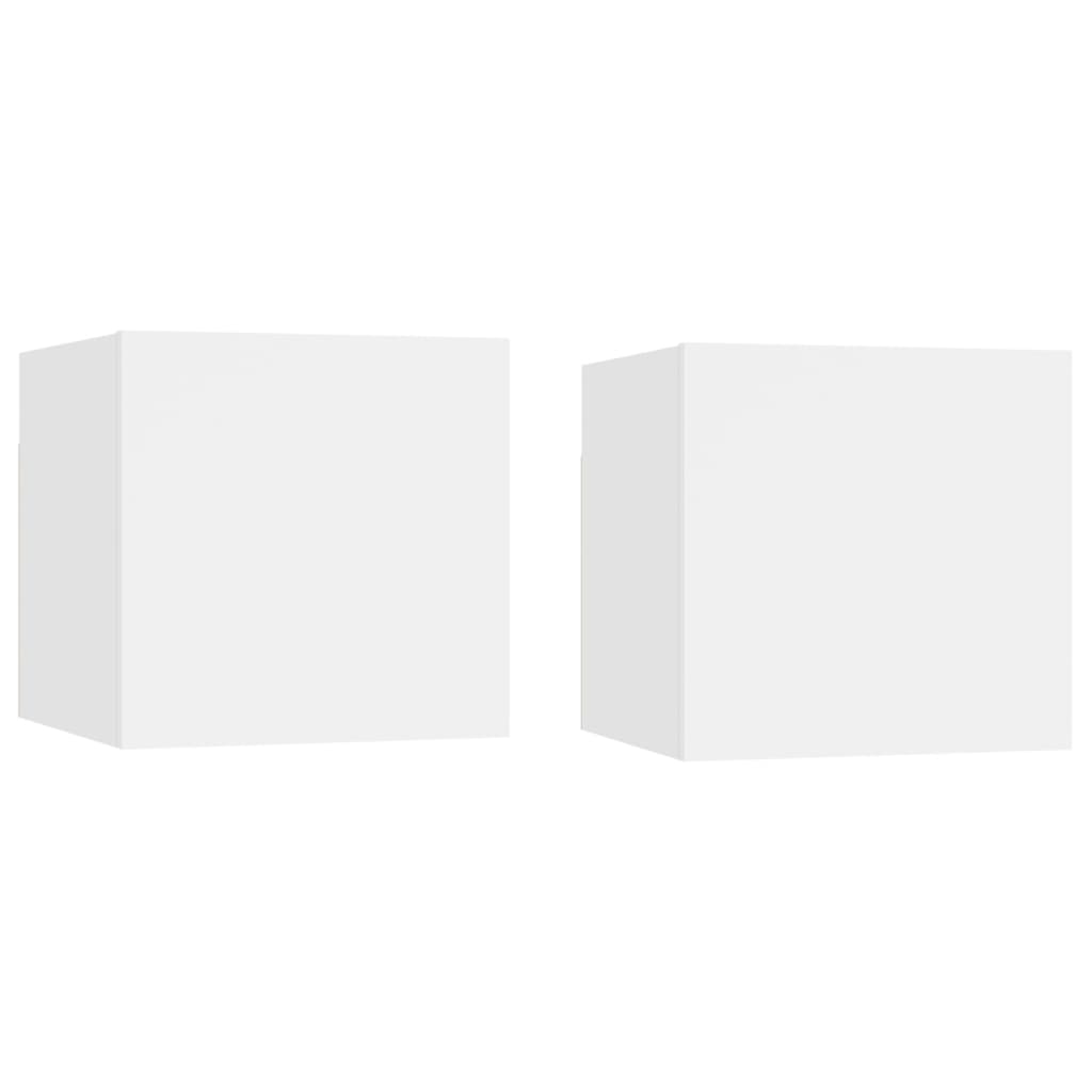 sengeskabe 2 stk. 30,5x30x30 cm konstrueret træ hvid
