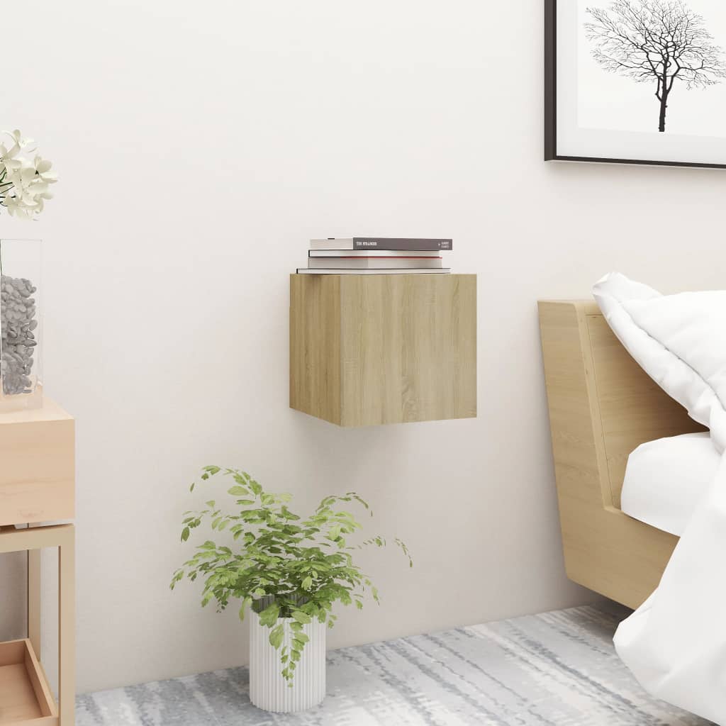 sengeskab 30,5x30x30 cm konstrueret træ sonoma-eg