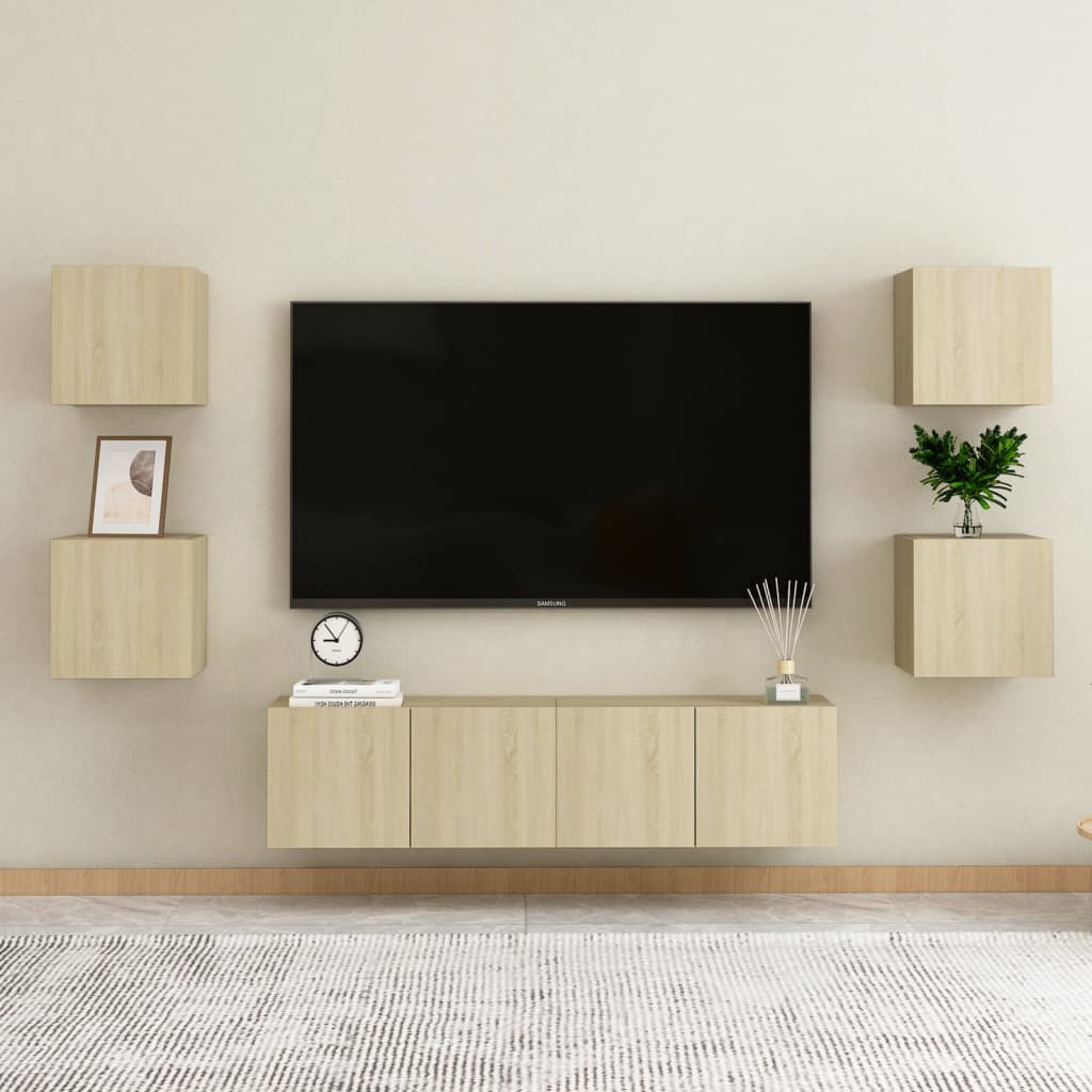 sengeskabe 2 stk. 30,5x30x30 cm konstrueret træ sonoma-eg