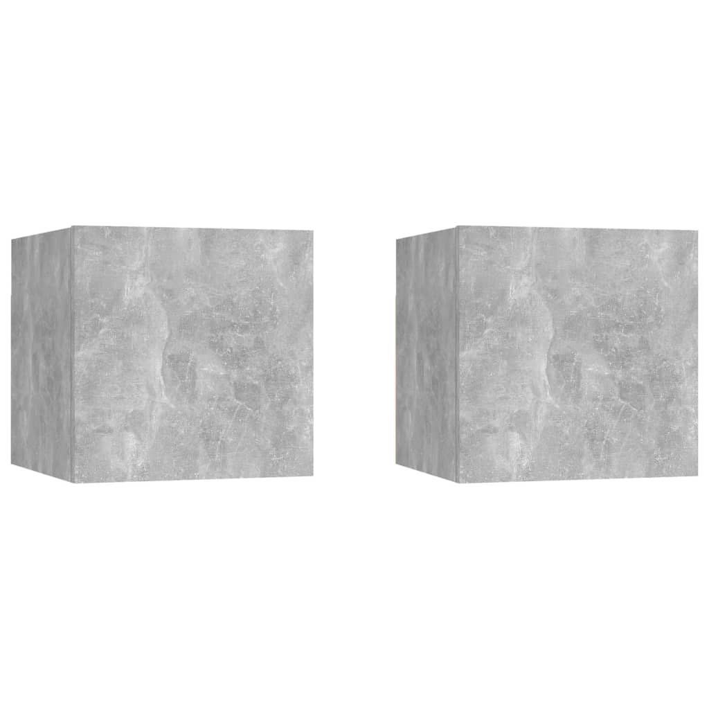 sengeskabe 2 stk. 30,5x30x30 cm konstrueret træ betongrå