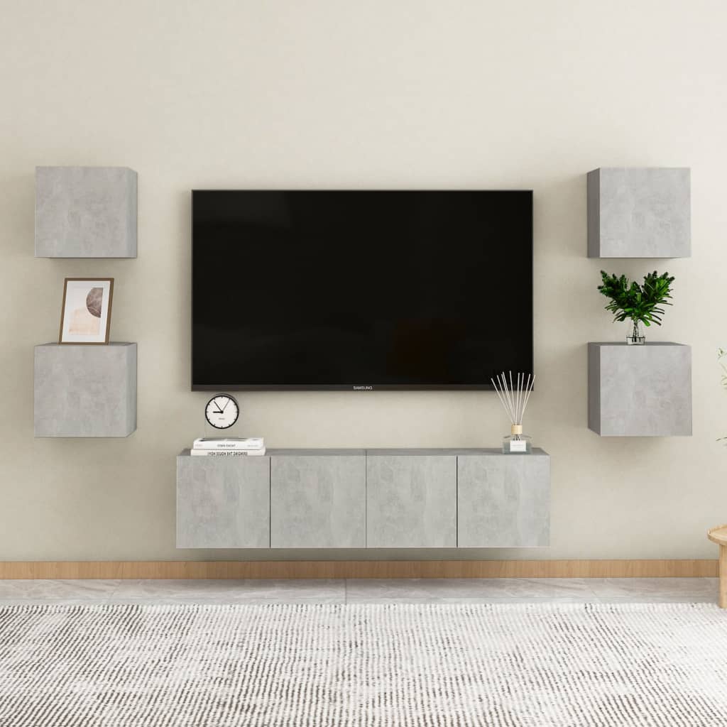 sengeskabe 2 stk. 30,5x30x30 cm konstrueret træ betongrå