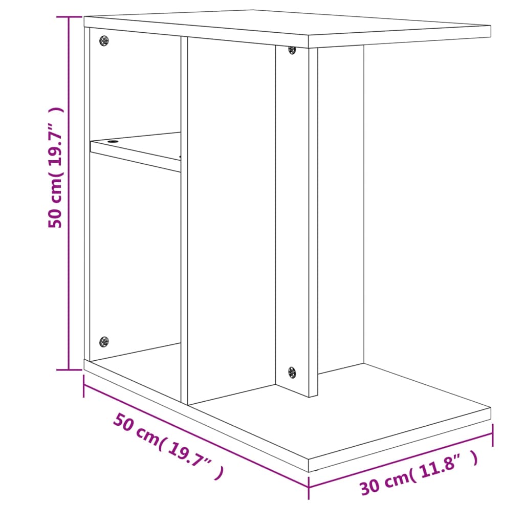 sidebord 50x30x50 cm konstrueret træ betongrå