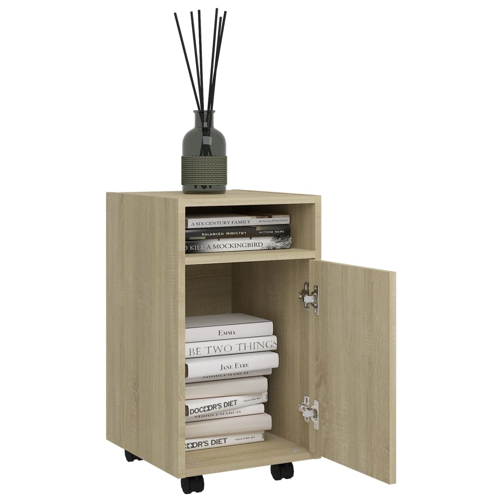 skab med hjul 33x38x60 cm konstrueret træ sonoma-eg