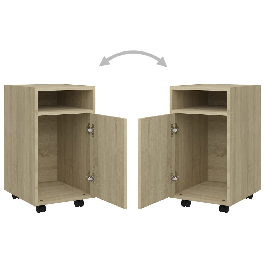 skab med hjul 33x38x60 cm konstrueret træ sonoma-eg