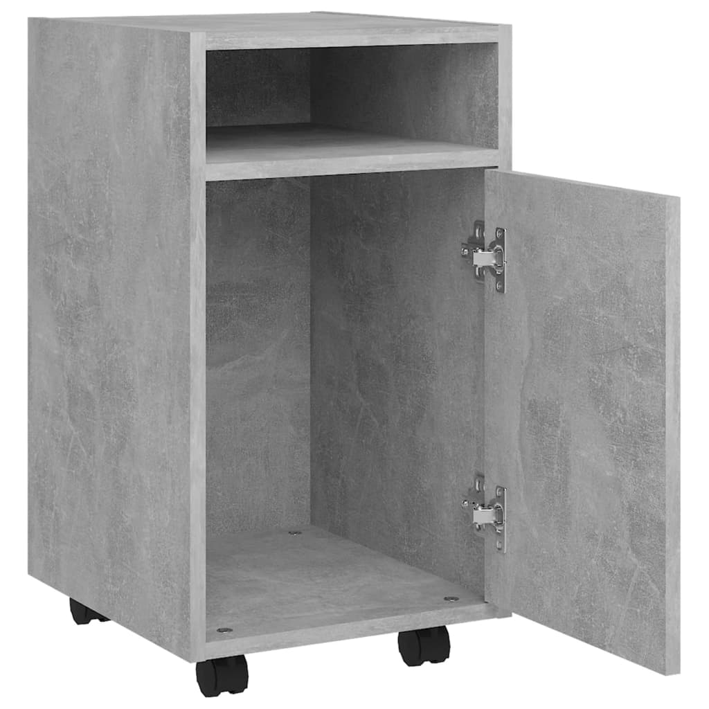 sideskab med hjul 33x38x60 cm konstrueret træ betongrå