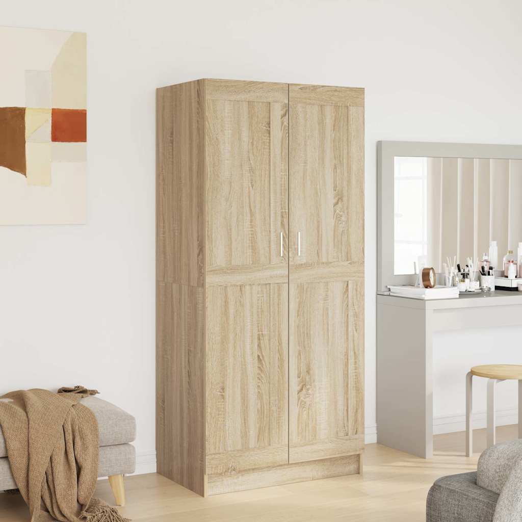 klædeskab 82,5x51,5x180 cm konstrueret træ sonoma-eg