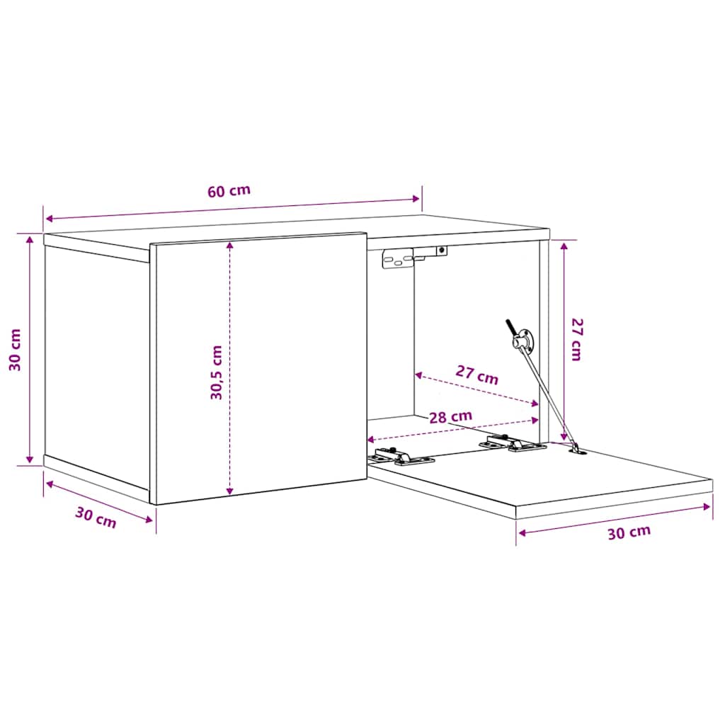 væghængte tv-skabe 2 stk. 60x30x30 cm sonoma-eg