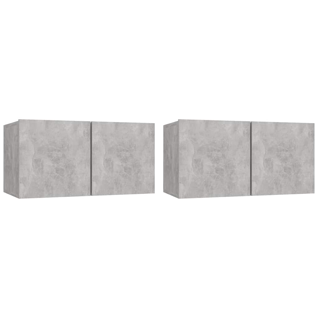 væghængte tv-skabe 2 stk. 60x30x30 cm betongrå