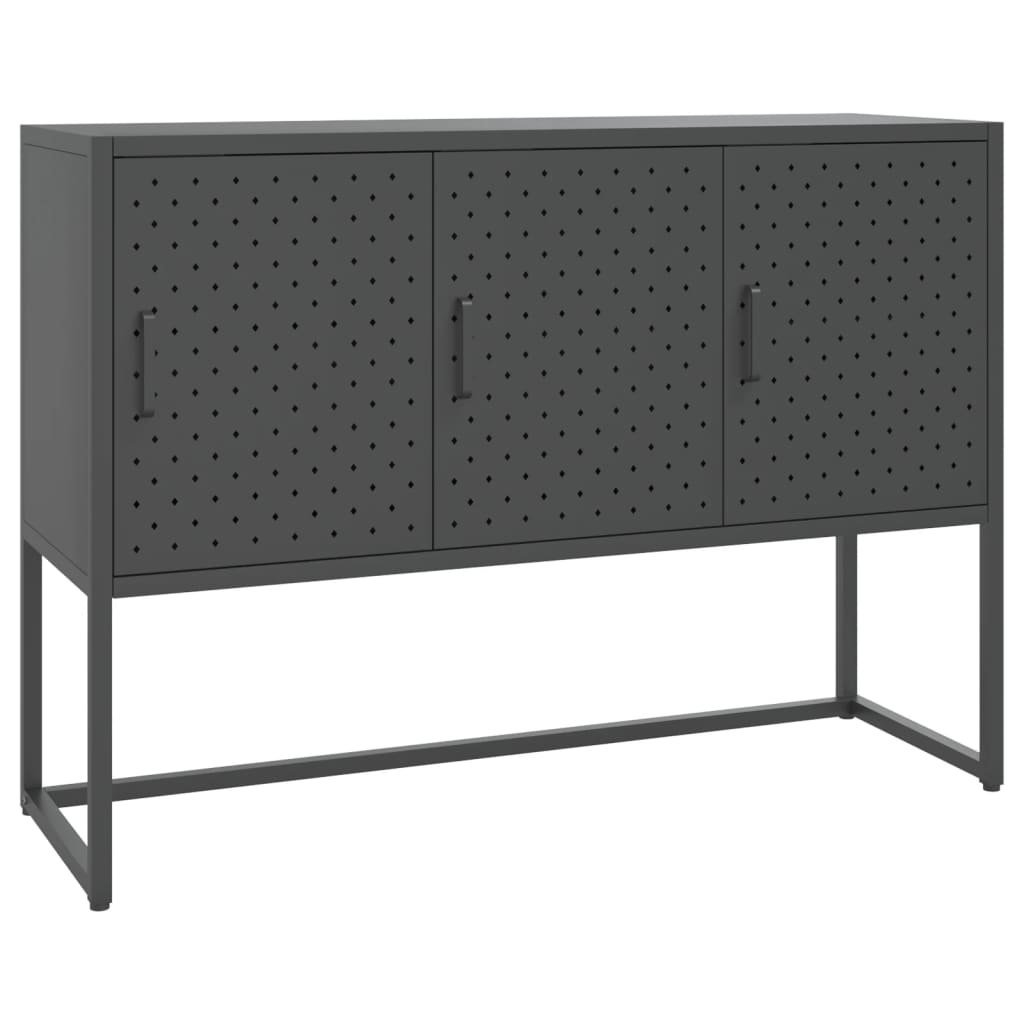 skænk 105x35x75 cm stål og glas antracitgrå