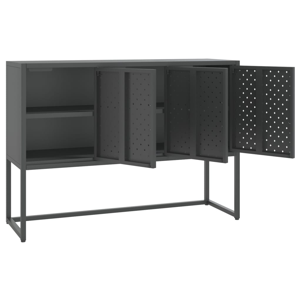 skænk 105x35x75 cm stål og glas antracitgrå