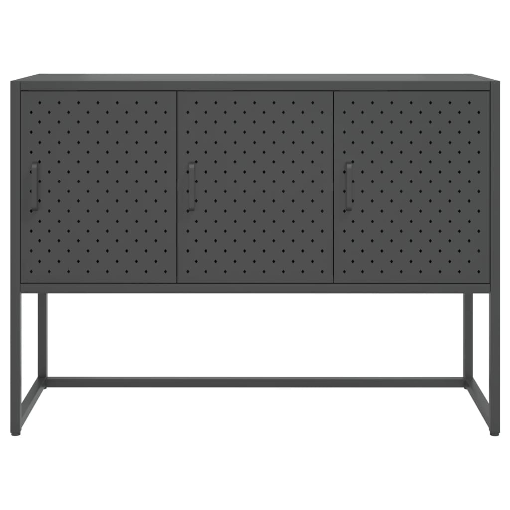 skænk 105x35x75 cm stål og glas antracitgrå