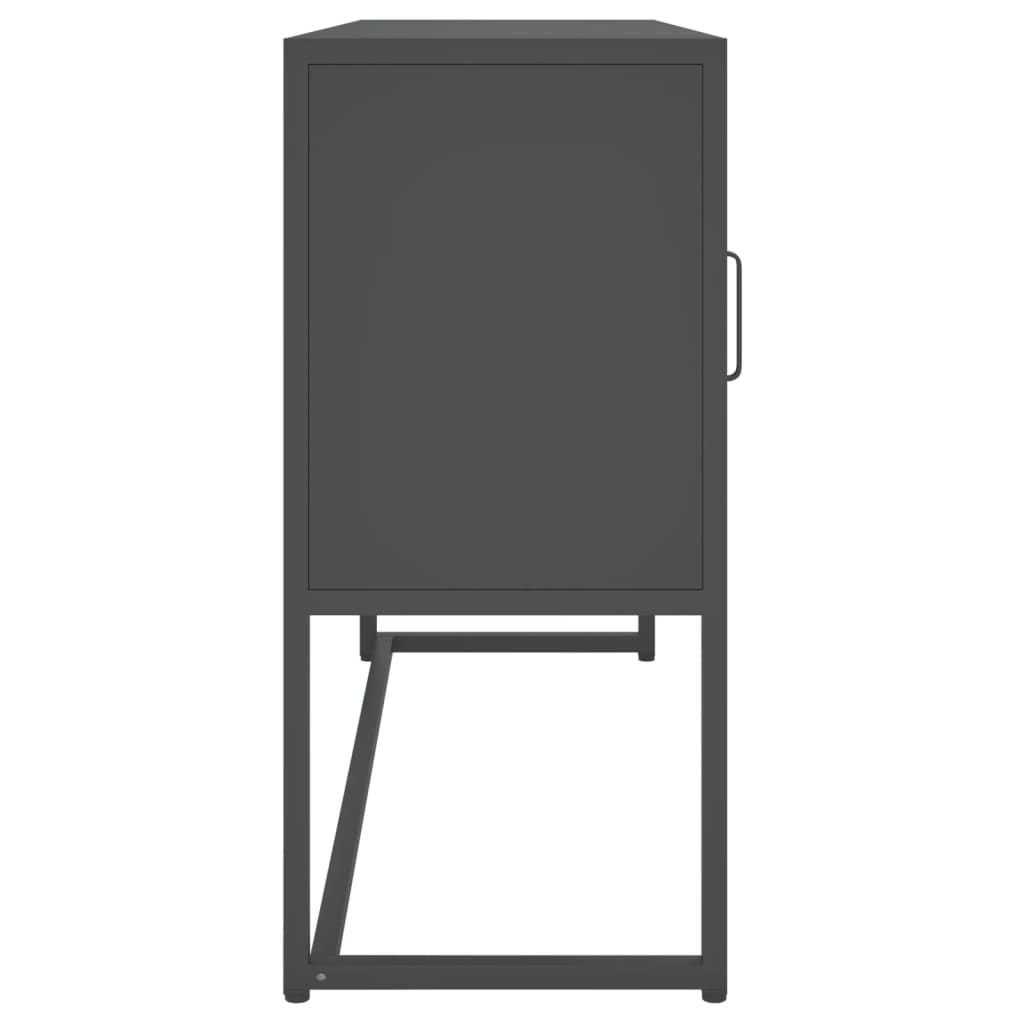 skænk 105x35x75 cm stål og glas antracitgrå