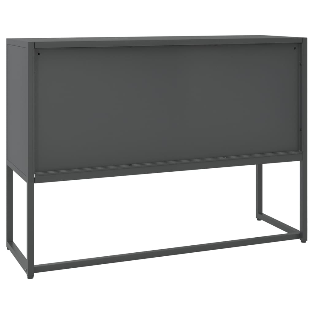 skænk 105x35x75 cm stål og glas antracitgrå