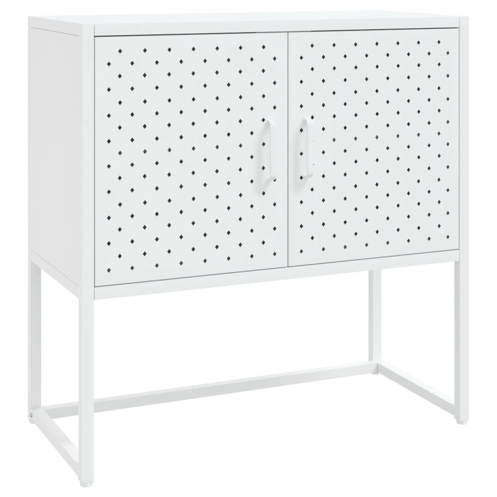 skænk 75x35x75 cm stål og glas hvid