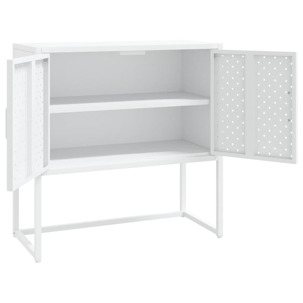 skænk 75x35x75 cm stål og glas hvid