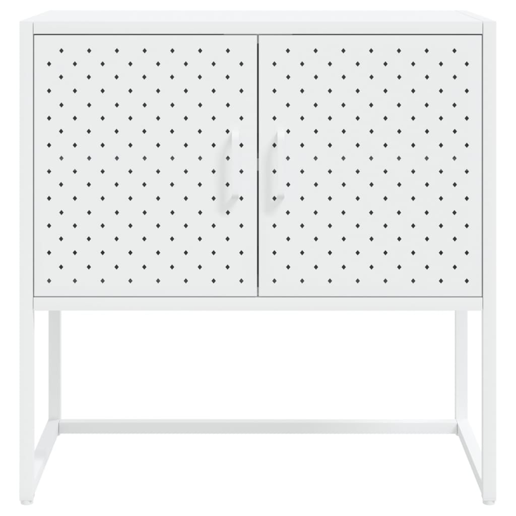 skænk 75x35x75 cm stål og glas hvid